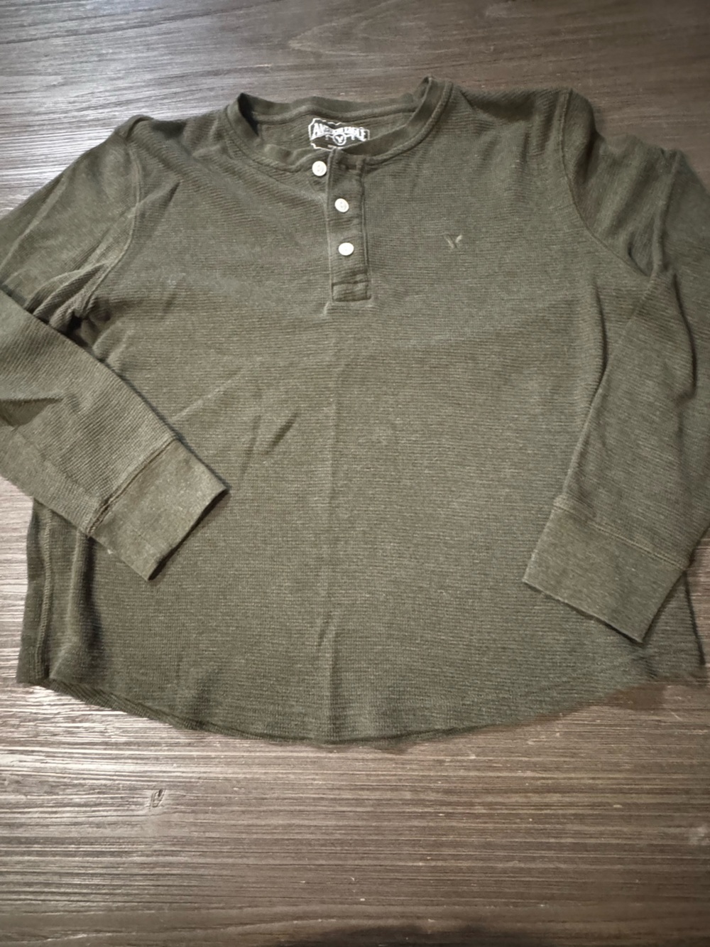 American Eagle Outfitters Olive Thermal Henley Pullover